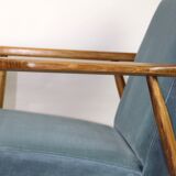 Vintage grey-blue velvet armchair, 1970