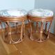 Pair of wicker rattan stool poufs