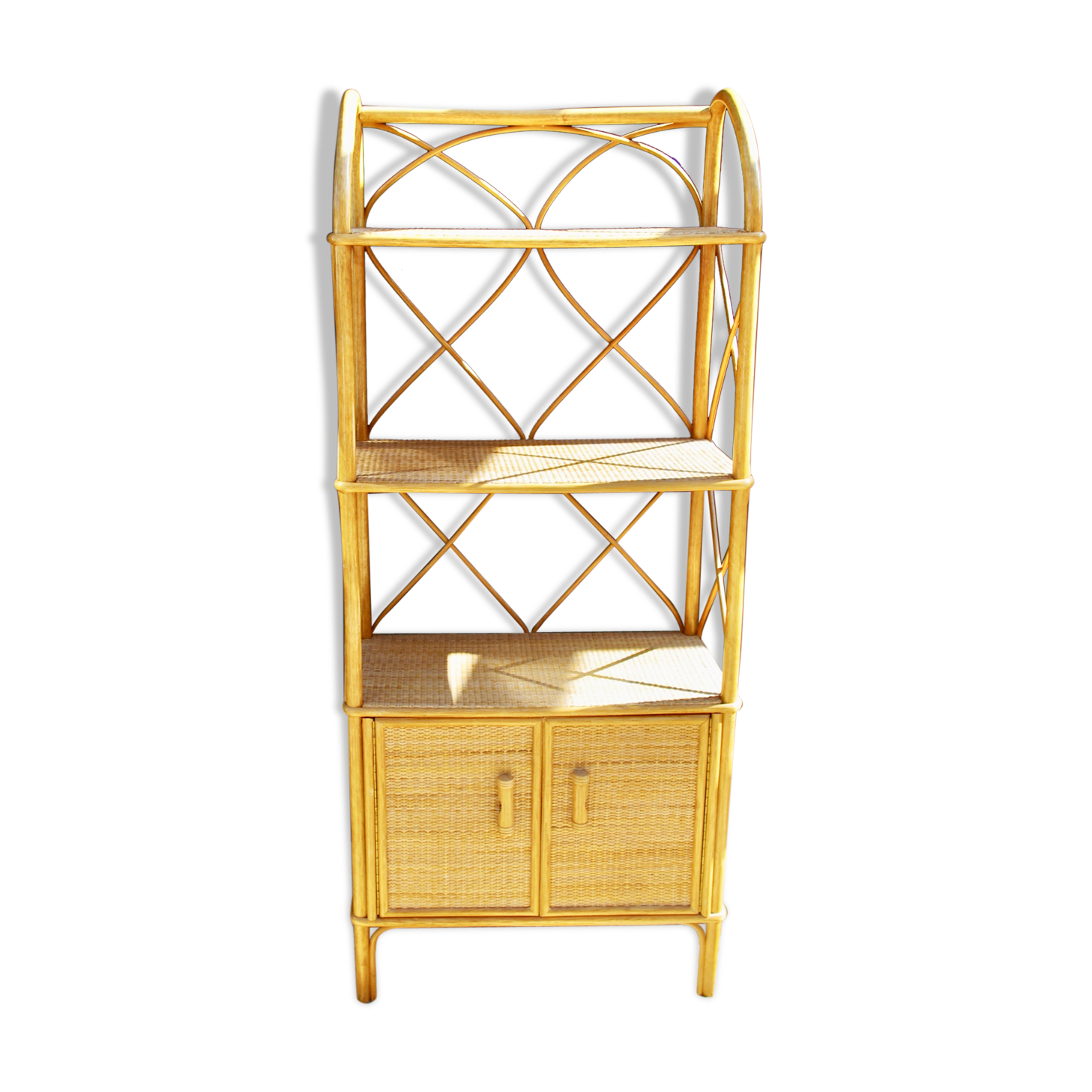 Shelf rattan and bamboo 70s