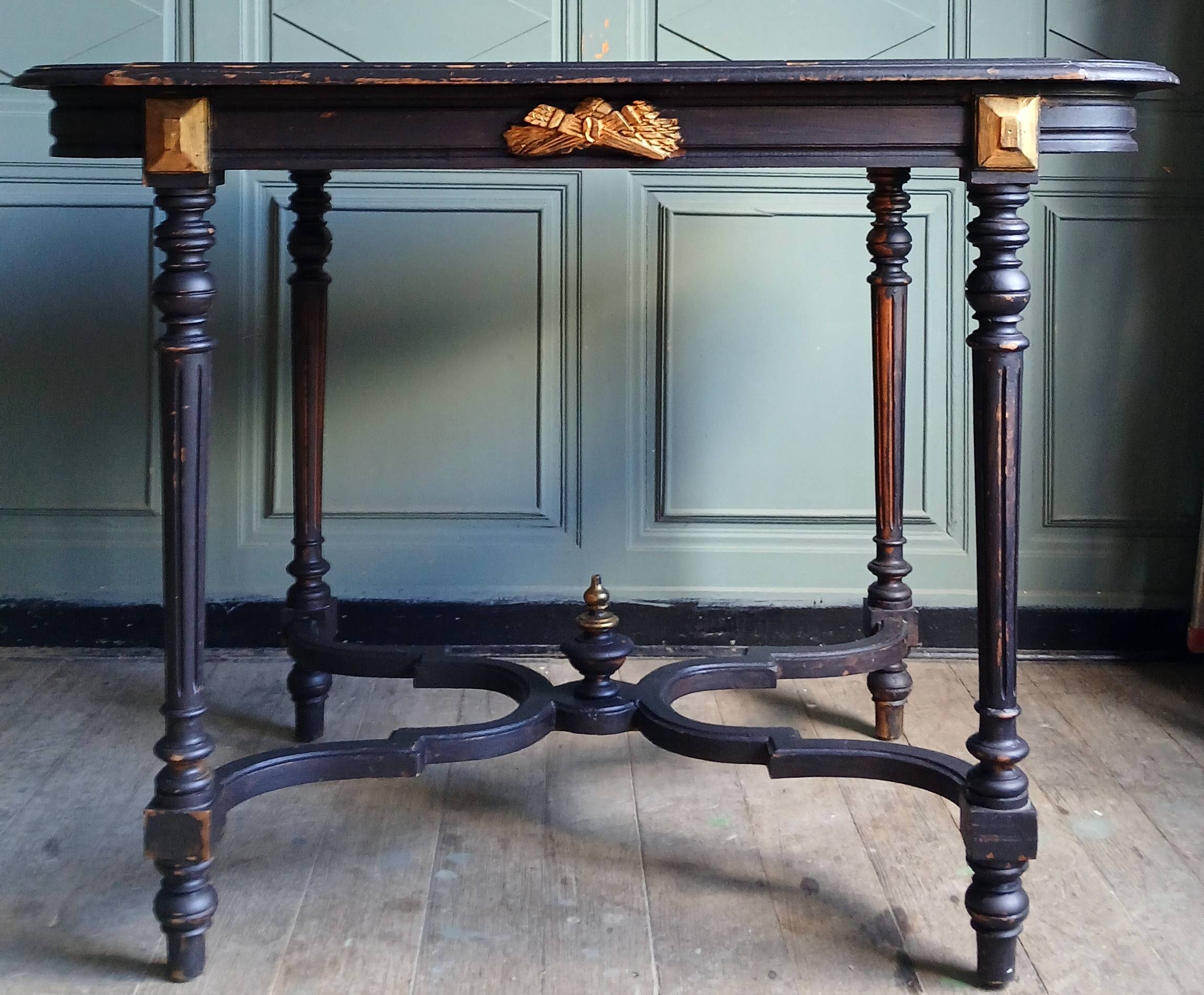 Table de milieu, bureau Napoléon III en bois massif 19ème siècle