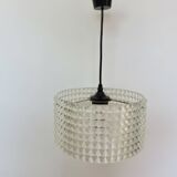 Clear plastic pendant light, diamond point shape, 70s