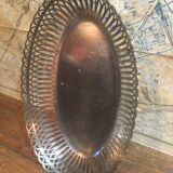 Openwork silver metal bread basket