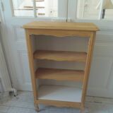 Petite bibliothèque de belle facture en bois brut finition cirée