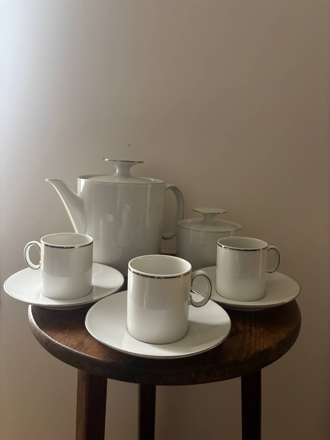 Thomas Germany Medallion Silver Rimmed Porcelain Tea Set