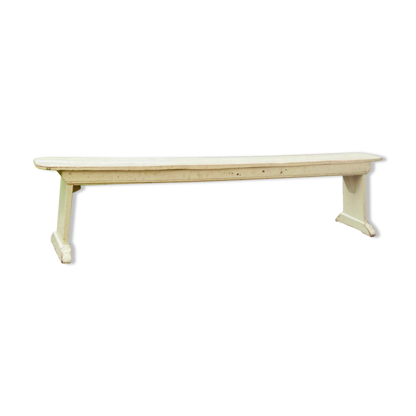 Old wooden bench painted in light green