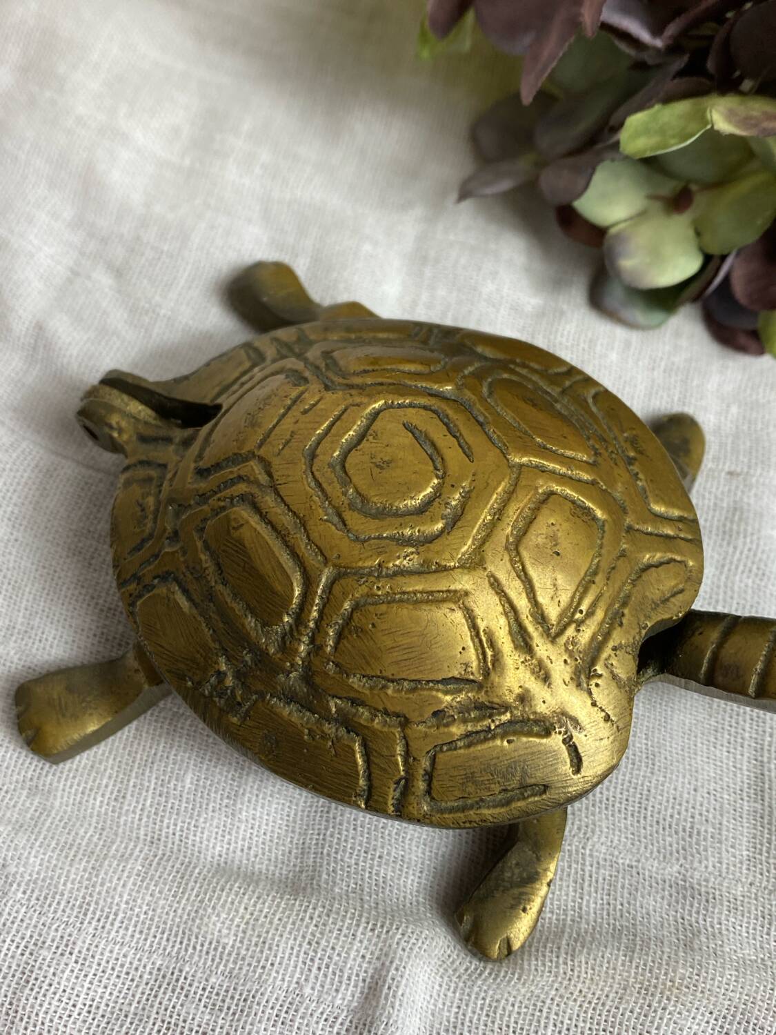 Brass turtle ashtray