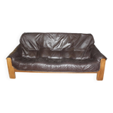 Brutalist Leather Sofa circa 1970