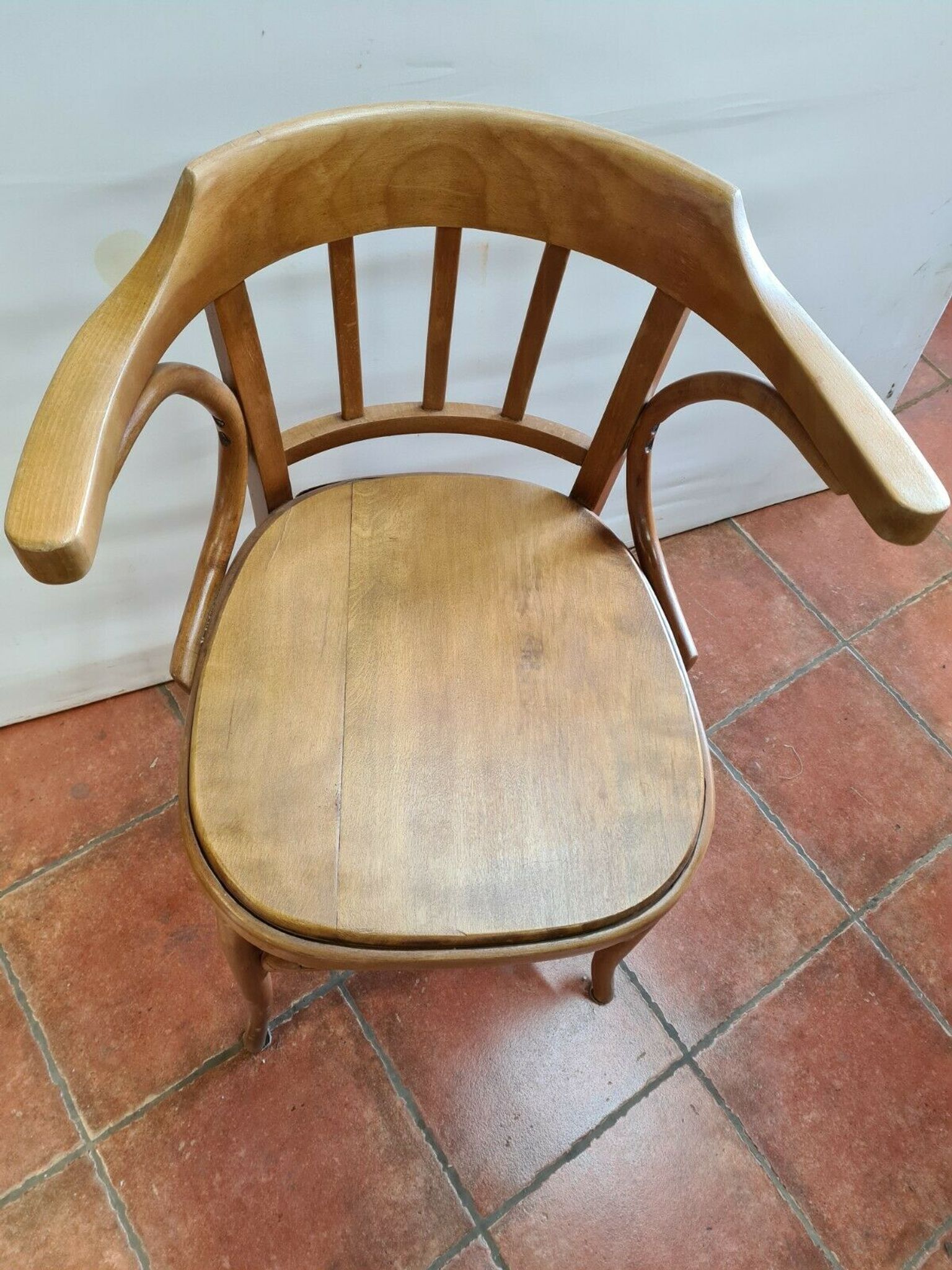 Curved wooden desk chair
