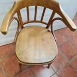 Curved wooden desk chair