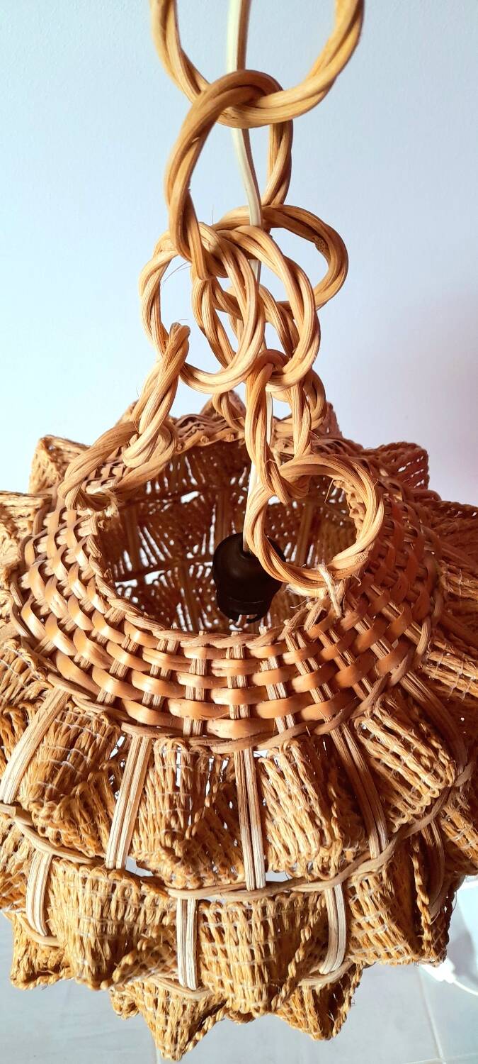 Scandinavian hanging rope and rattan 60s