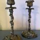 Pair of candlesticks with naturalistic decorations (gothic art nouveau) snake, salamander