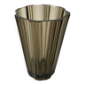 Pleated smoked glass vase from the 70s