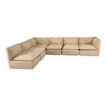 Canapé modulaire en tweed beige par Strafor, France – 1960s