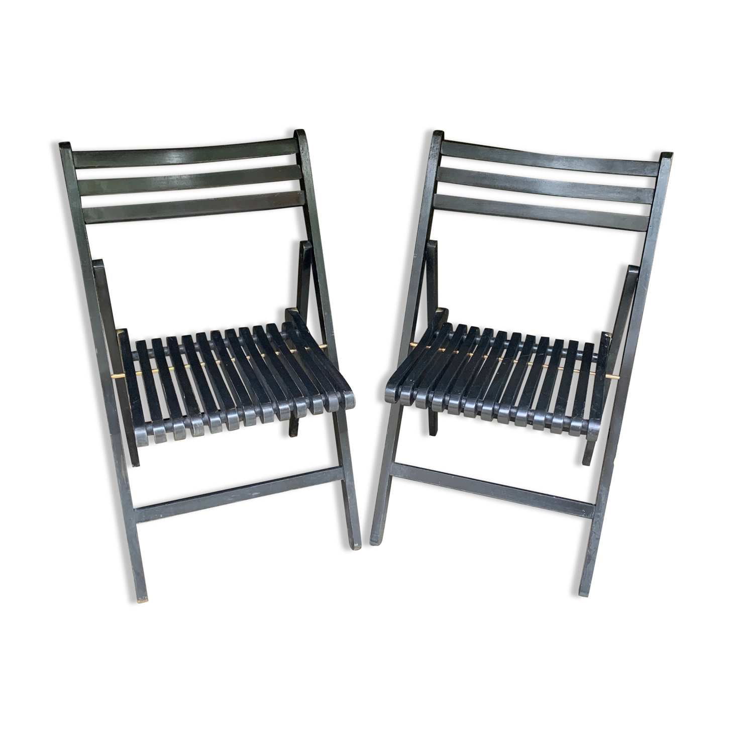 Pair of black folding chairs