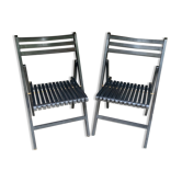 Pair of black folding chairs