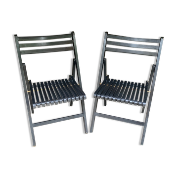 Paire de chaises pliantes noires