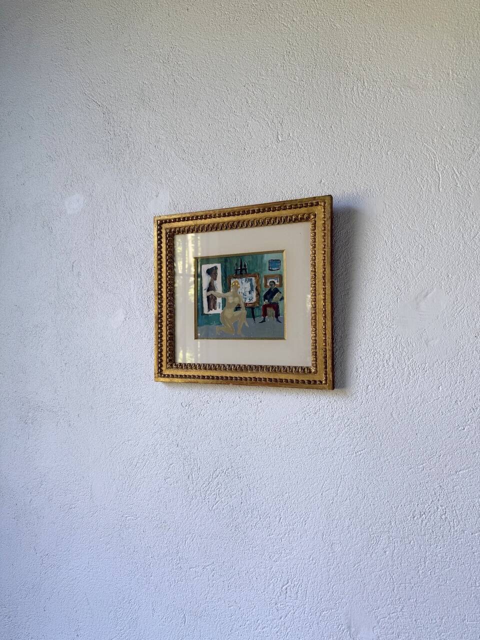 Framed nude oil painting