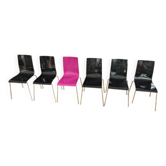 Set of 6 Galvano Tecnica chairs (Italy) – Chic Industrial Design – 5 Black