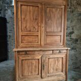 Antique French oak sideboard – Two-part display cabinet with drawers and four doors