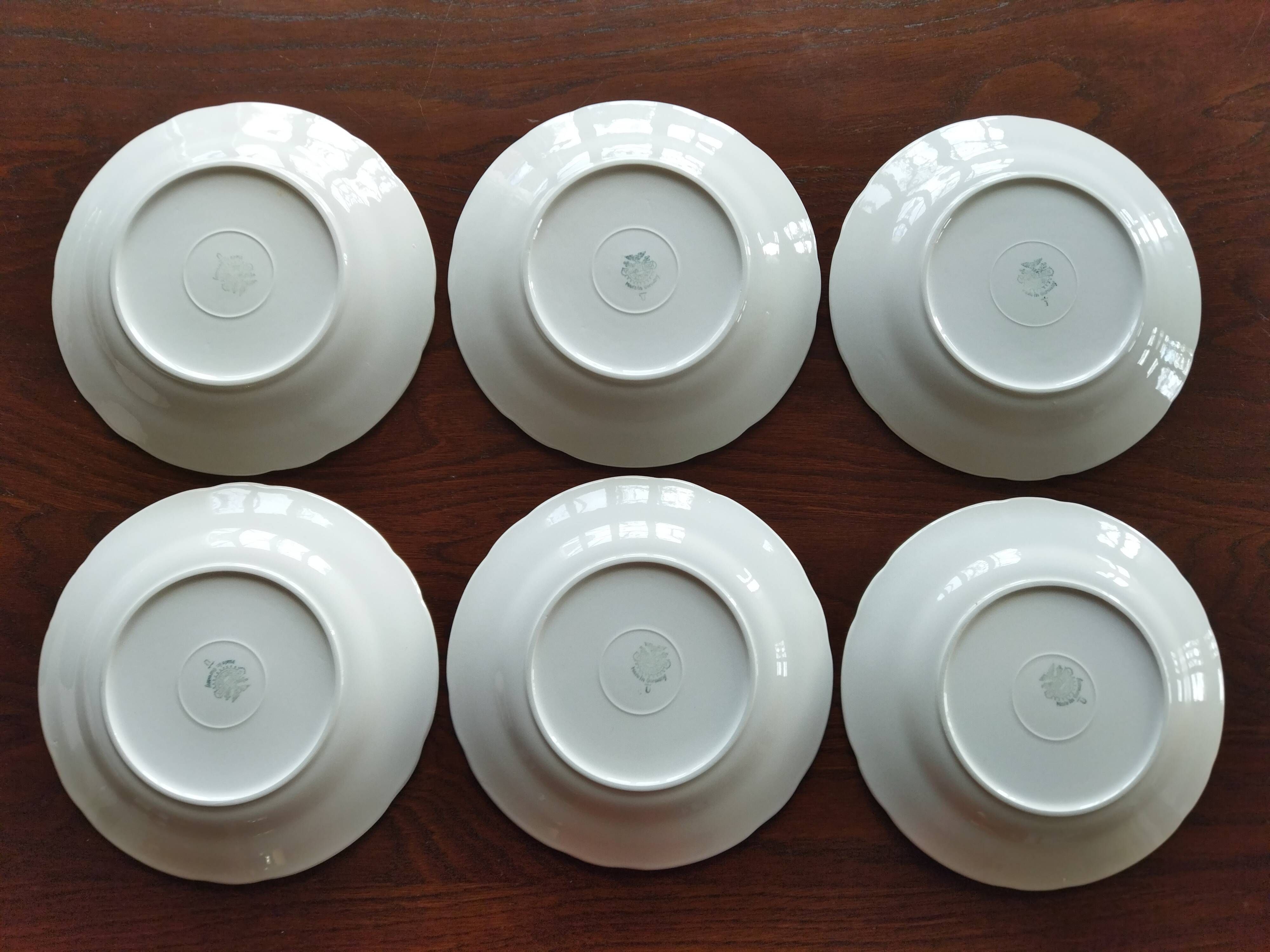 6 flat plates Villeroy & Boch Mettlach celadon green and vintage gold 1960s