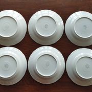 6 flat plates Villeroy & Boch Mettlach celadon green and vintage gold 1960s
