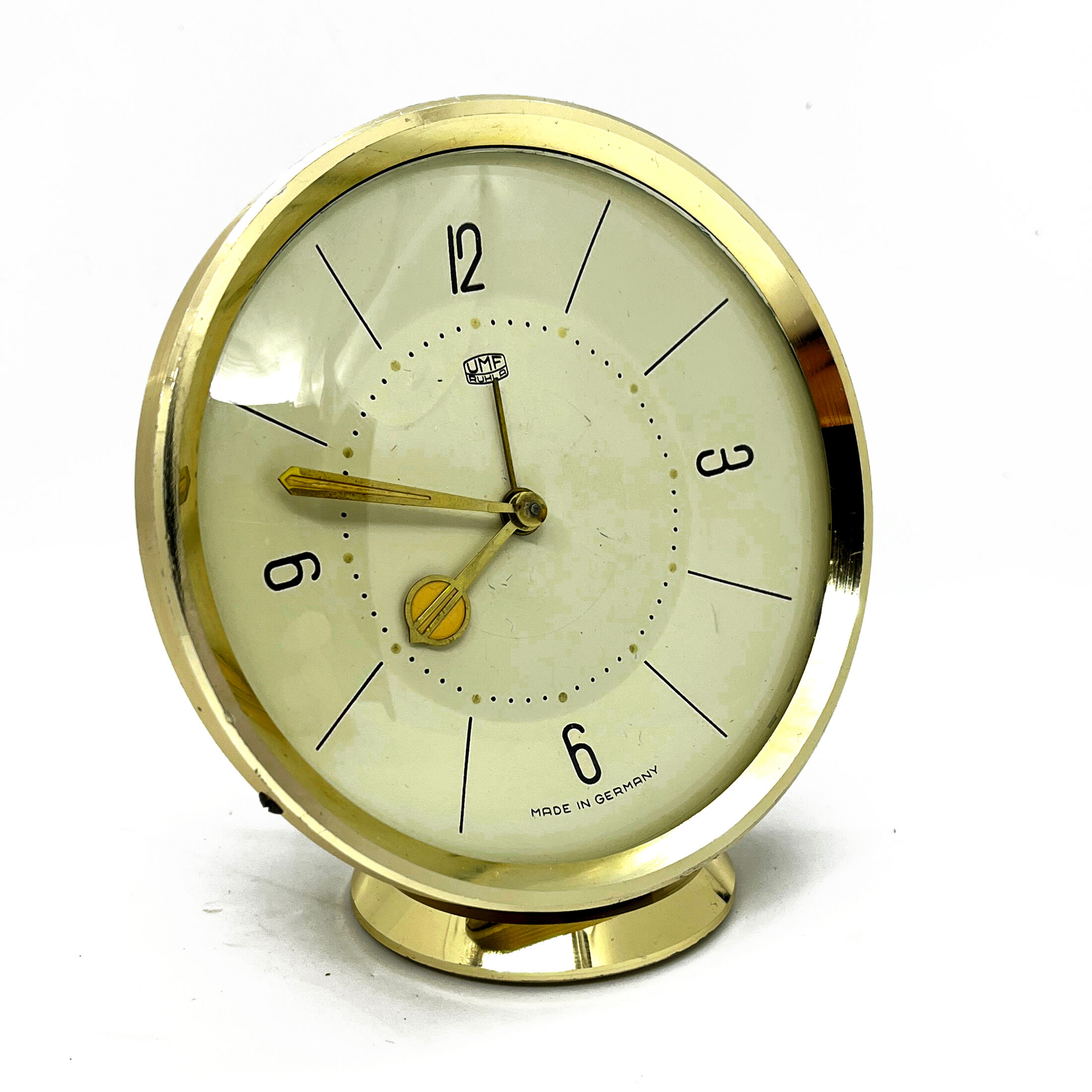 Brass alarm clock, UMF Ruhla, Germany, 1960s
