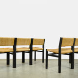 Set of 6 dining chairs with wicker seats by Martin Visser and produced by ‘t Spectrum, 1970s