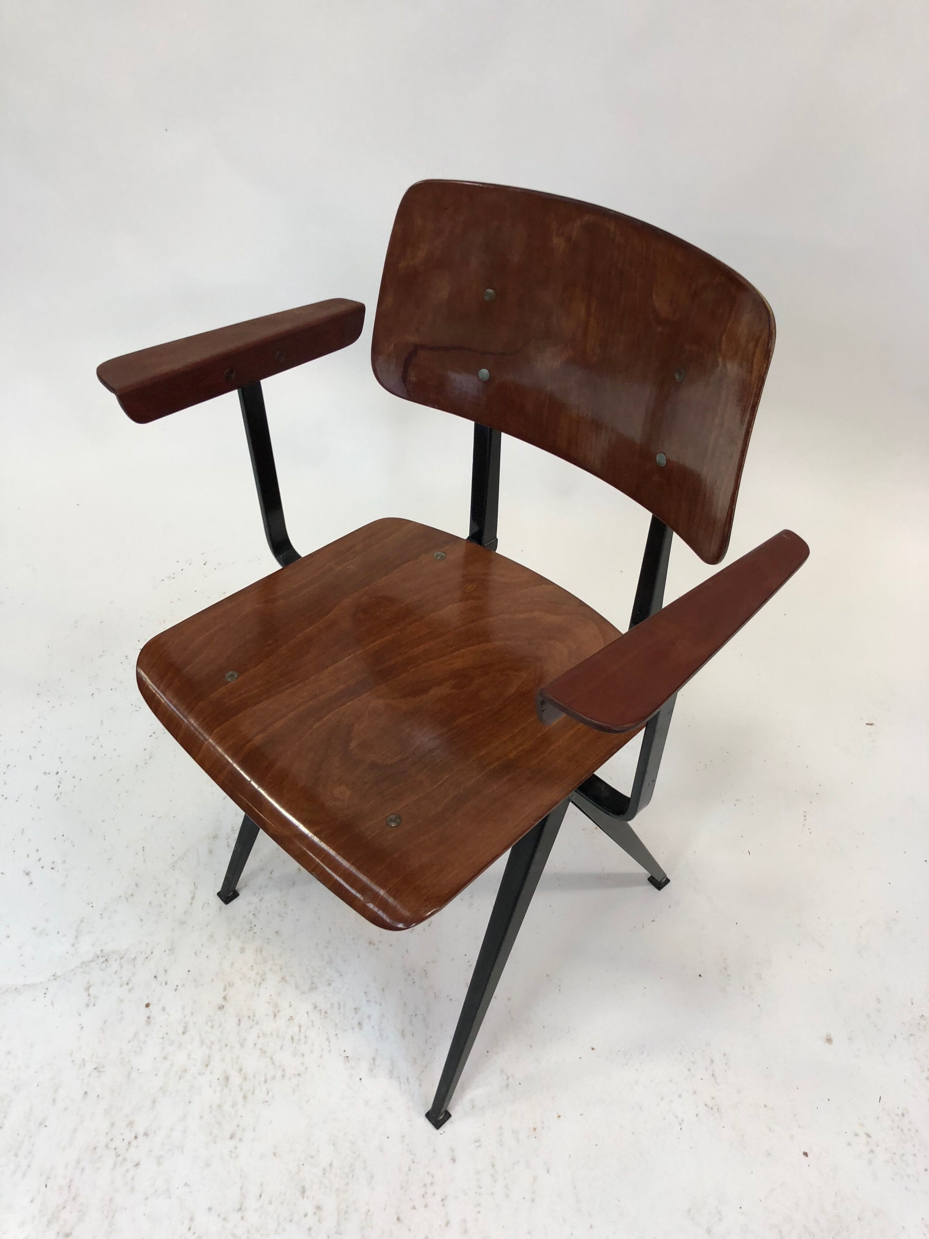 Vintage Galvanitas S16 school Chair with armrests and compass of the 1960s