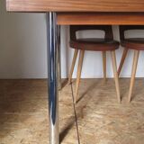 70's chrome teak table