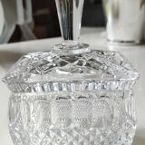 Beautiful Vintage sugar bowl square crystal shape. Cross patterns, diamonds, scales
