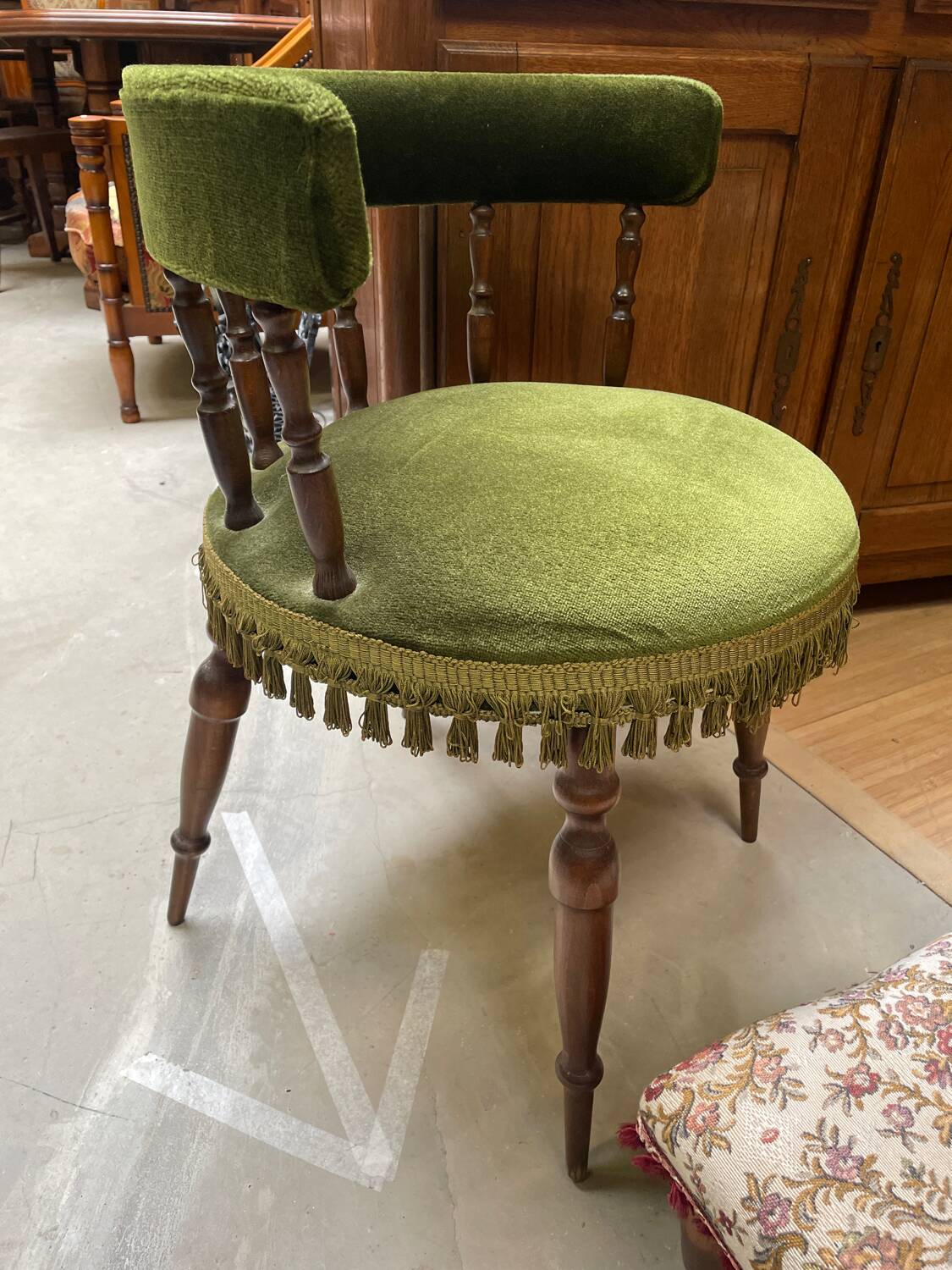 Vintage green velvet chair