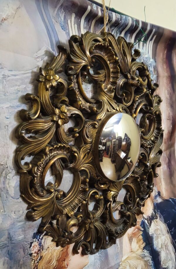 Miroir ancien doré style baroque / rococo – cadre très richement sculpté