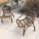 Pair of rattan armchairs