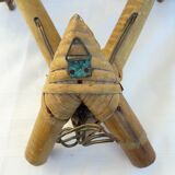 Double rattan sconce