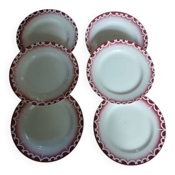 6 assiettes plates anciennes Digoin et Sarreguemines