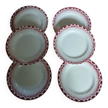 6 assiettes plates anciennes Digoin et Sarreguemines