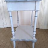 Side table with mirror interior and storage lockers