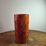 Vintage ceramic vase signed "Miep" with orange flamed glaze.