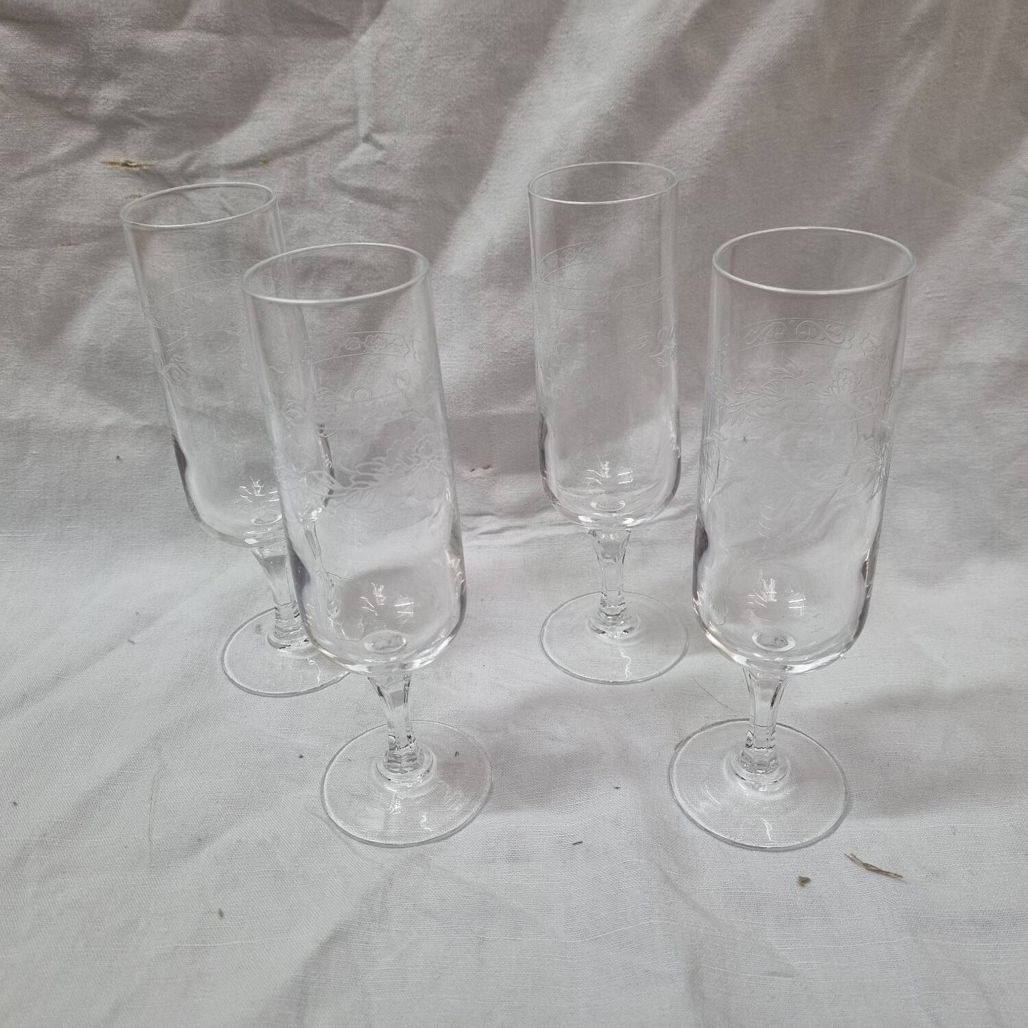 4 crystal champagne flutes from 1960