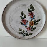 Assiette grès émaillé motif floral