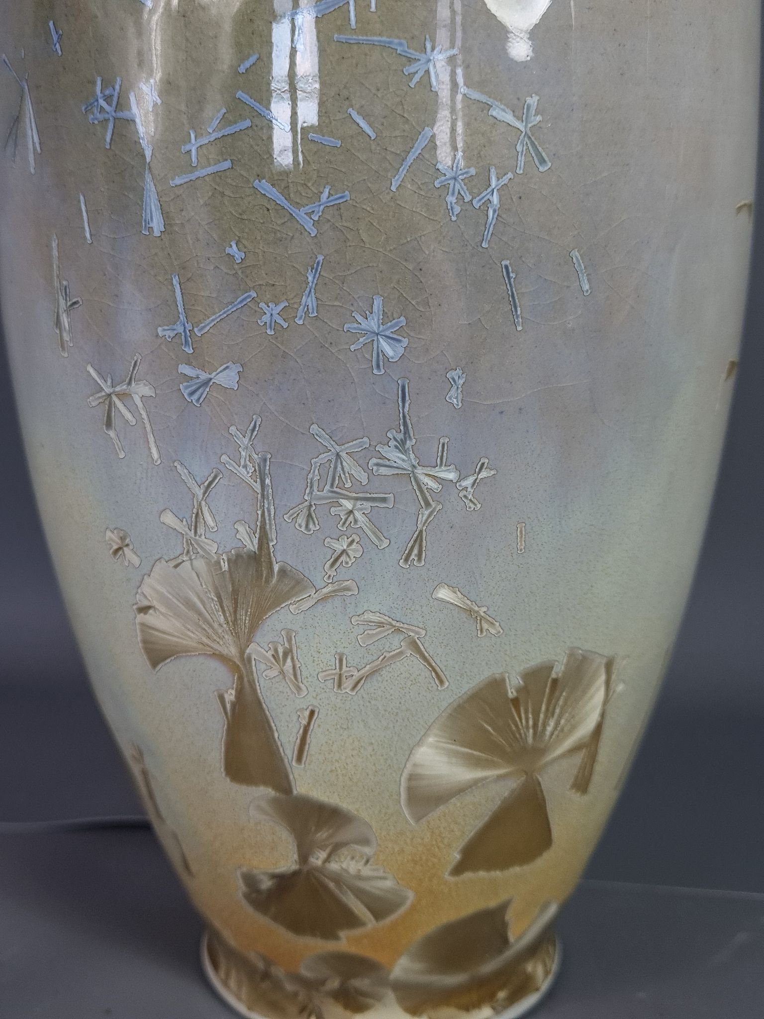 Designer vase ceramic glazed and iridescent vintage 80s