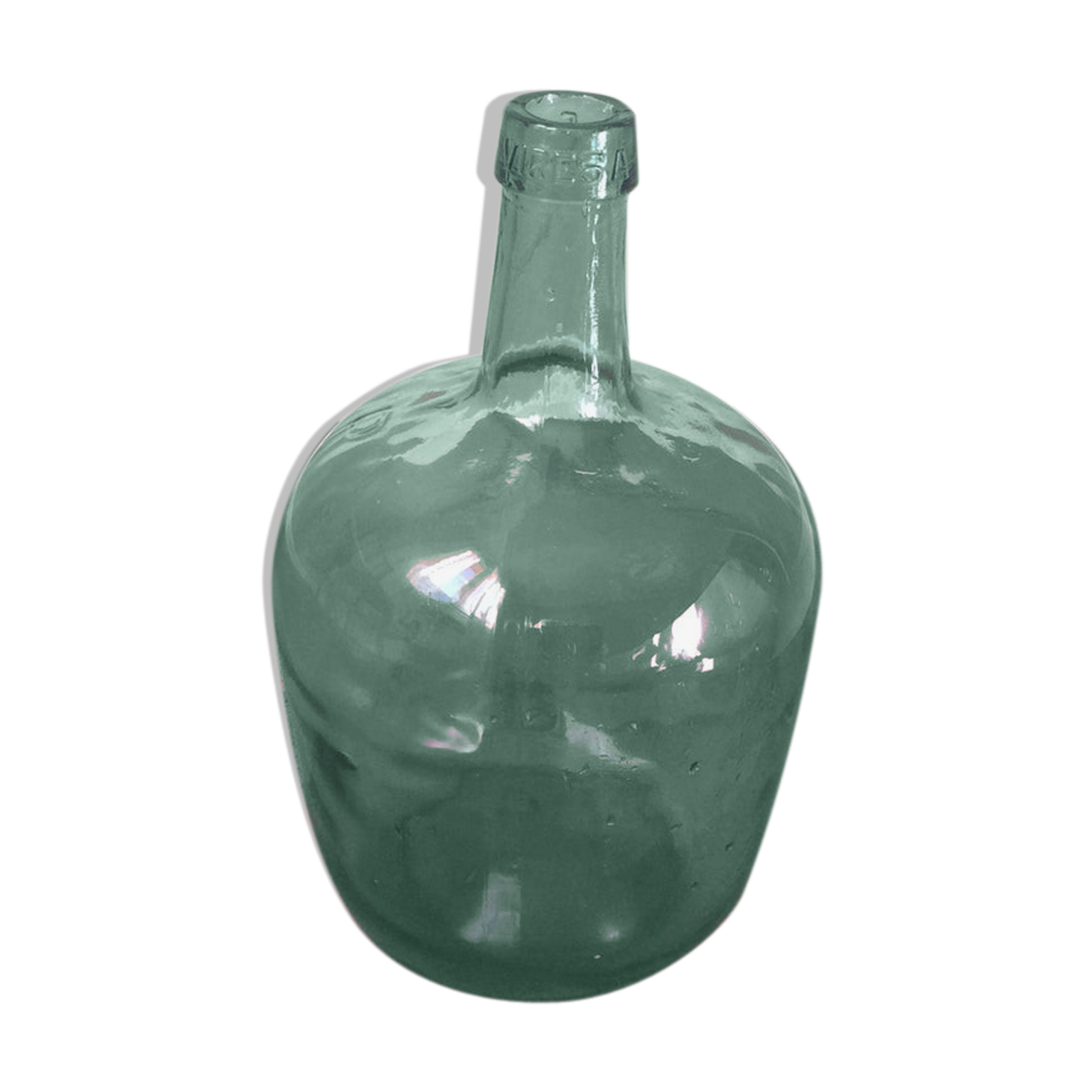 Dame jeanne en verre soufflé vert Viresa