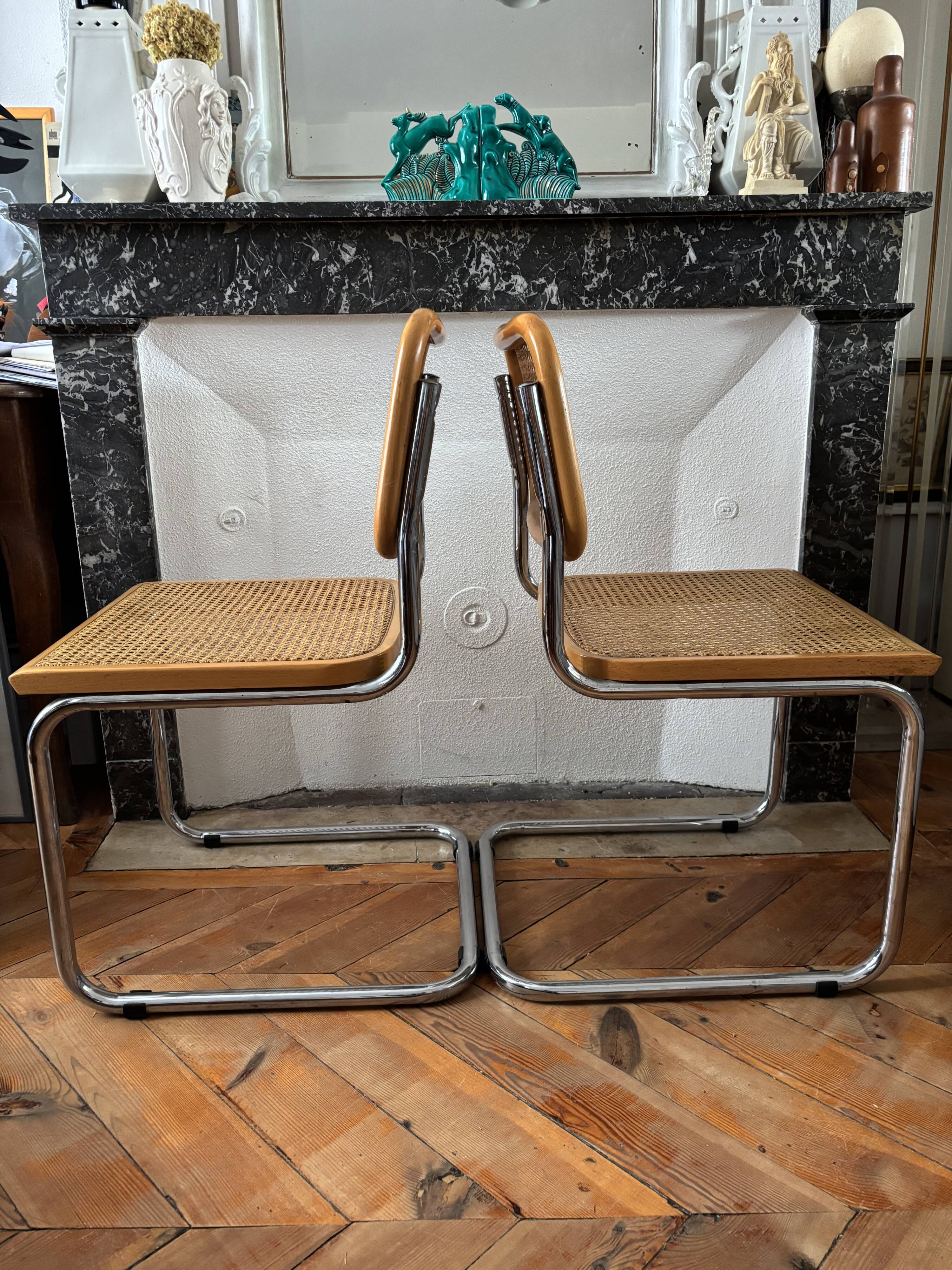 Pair of Cesca Italy caned chairs 1970
