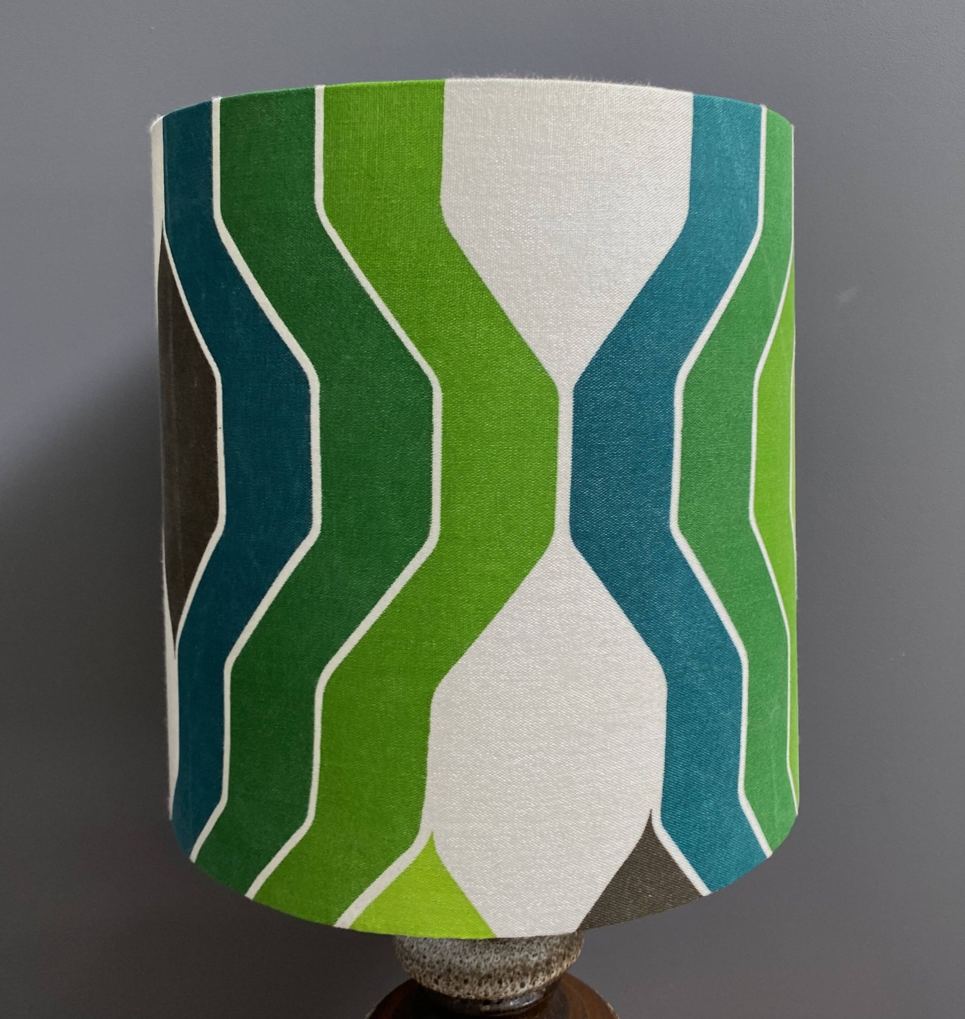 Ceramic table lamp green shade by  Hustadt-leuchten 1970s