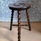 Pair of vintage turned wood tripod stools