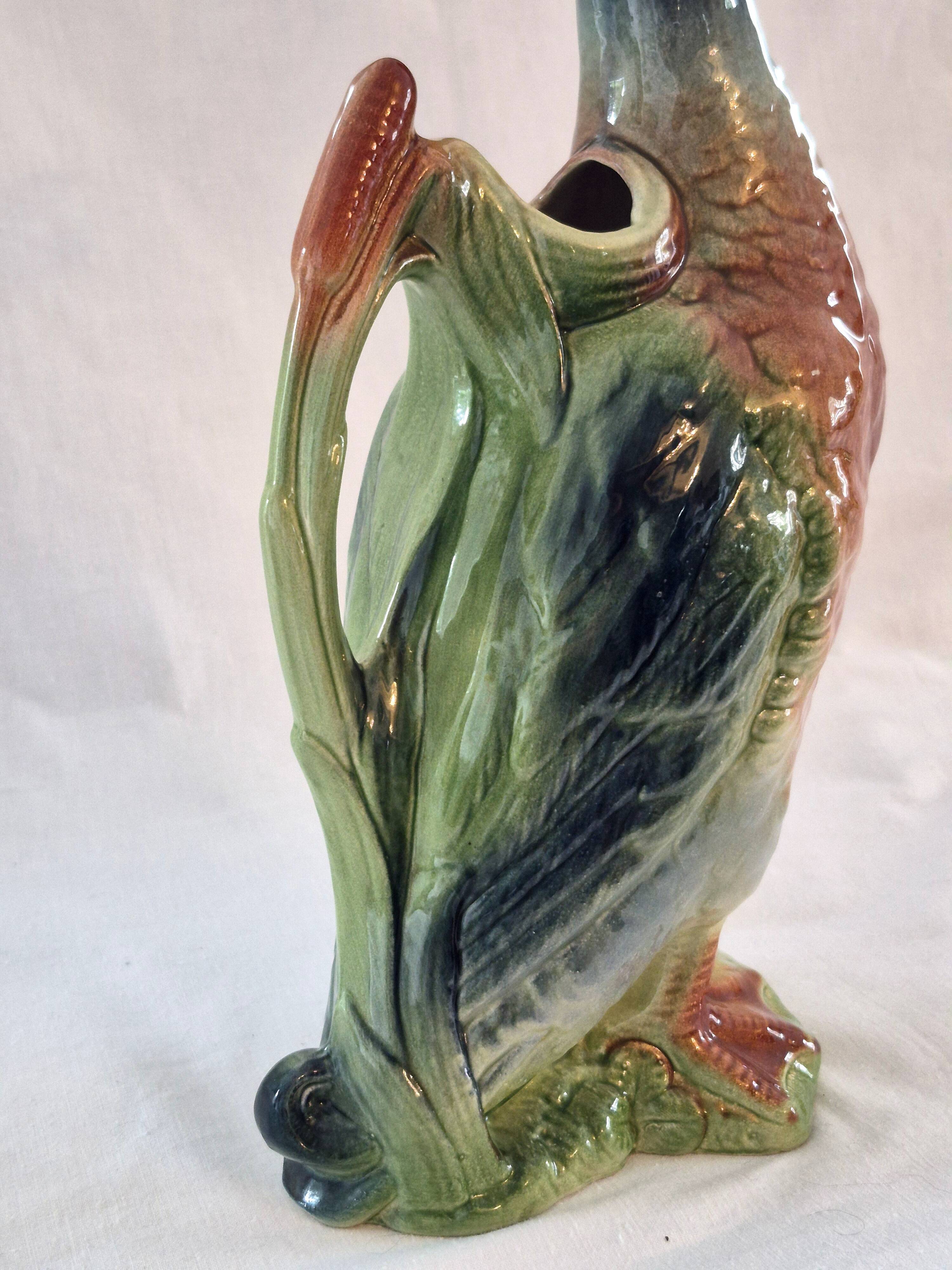 Zoomorphic pitcher barbotine Saint Clément Mallard Duck A028