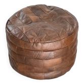 De Sede style pouf in leather patchwork, 1970s design