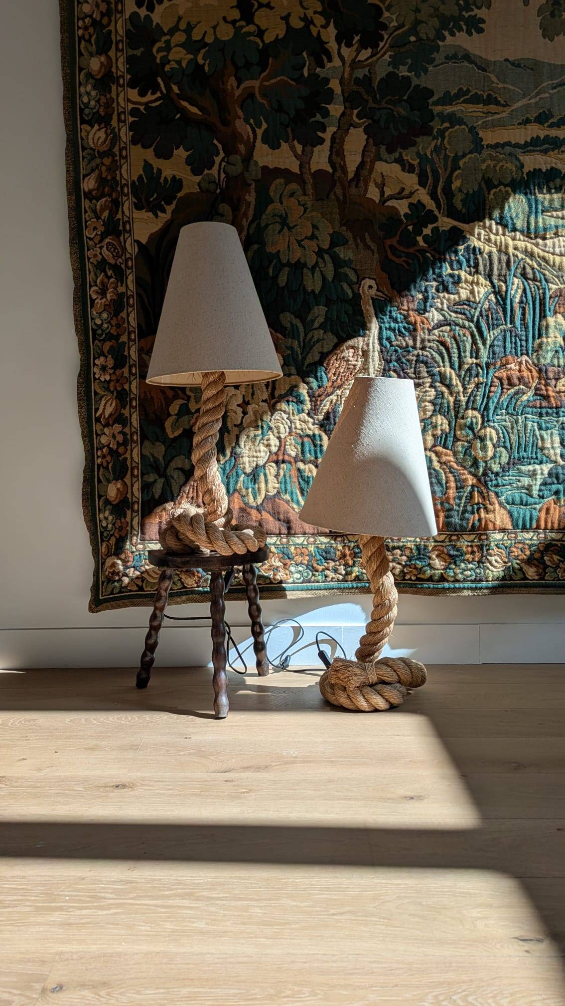 Paire lampes corde vintage
