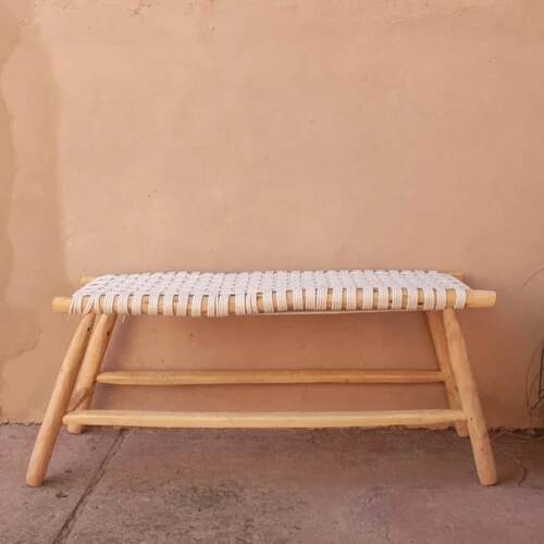 Braided white cream bench