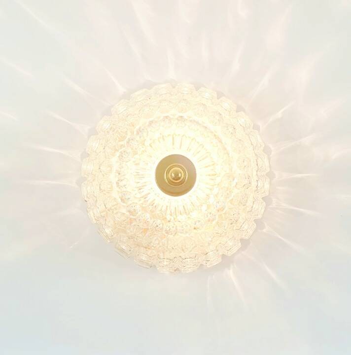 Plafonnier/applique murale en verre bullé de style Mid-Century par H. Tynell, années 1960